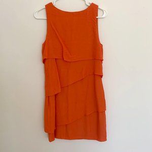 Zara Boat Neck Sleevless Orange Mini Dress Small